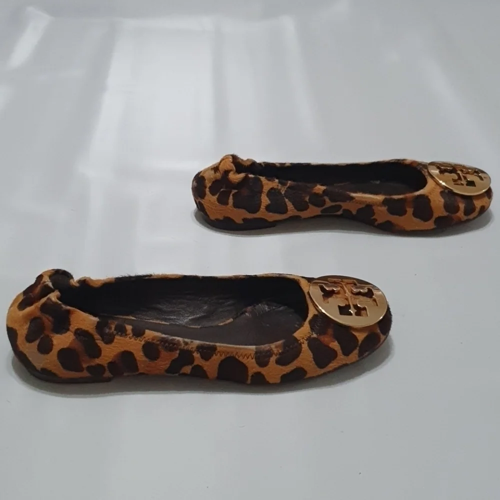 Tory Burch Leopard Print Calf Hair Reva Ballet Flats